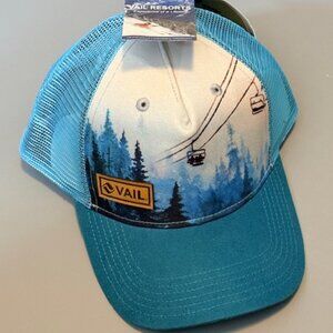 Vail Hat Cap Snapback NWT Skiing Mountain Colorado CO Locale Blue Ski Lift Tags